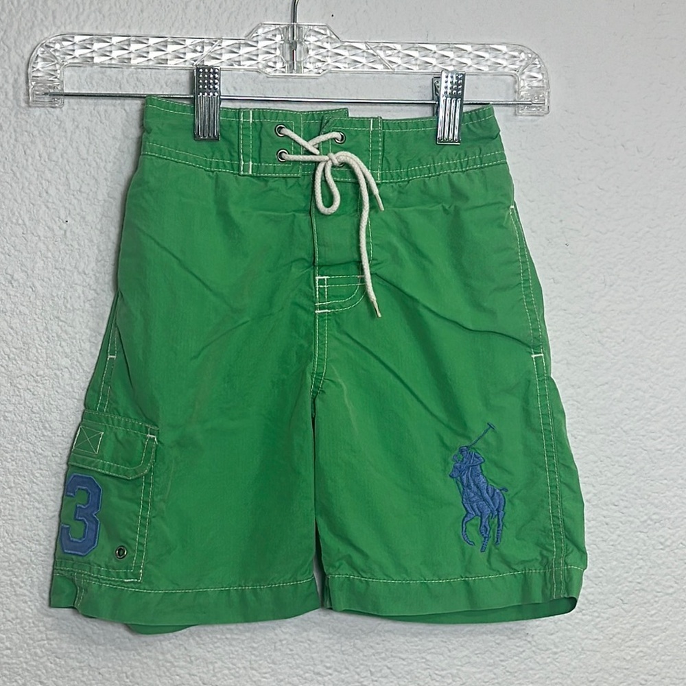 Polo Ralph Lauren Boys Size 5 Green Blue Swim Trunks